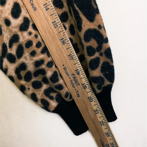Gimmicks Sweater Womens L Brown Leopard Print Mixed Media Boho Indie Mob Wife - Picture 15 of 16